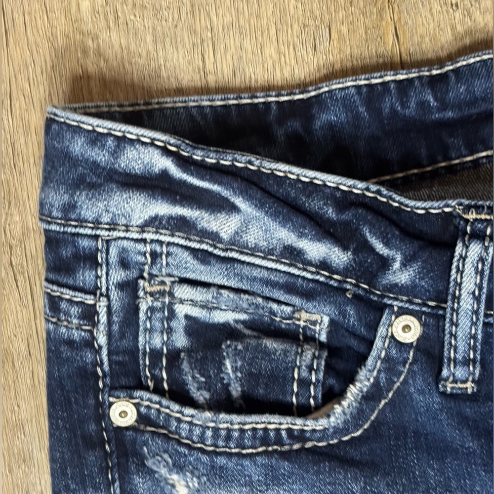SILVER JEANS CO Elyse Skinny Classic Blue Wash Distressed Denim Jeans, Size 28 - Picture 7 of 12